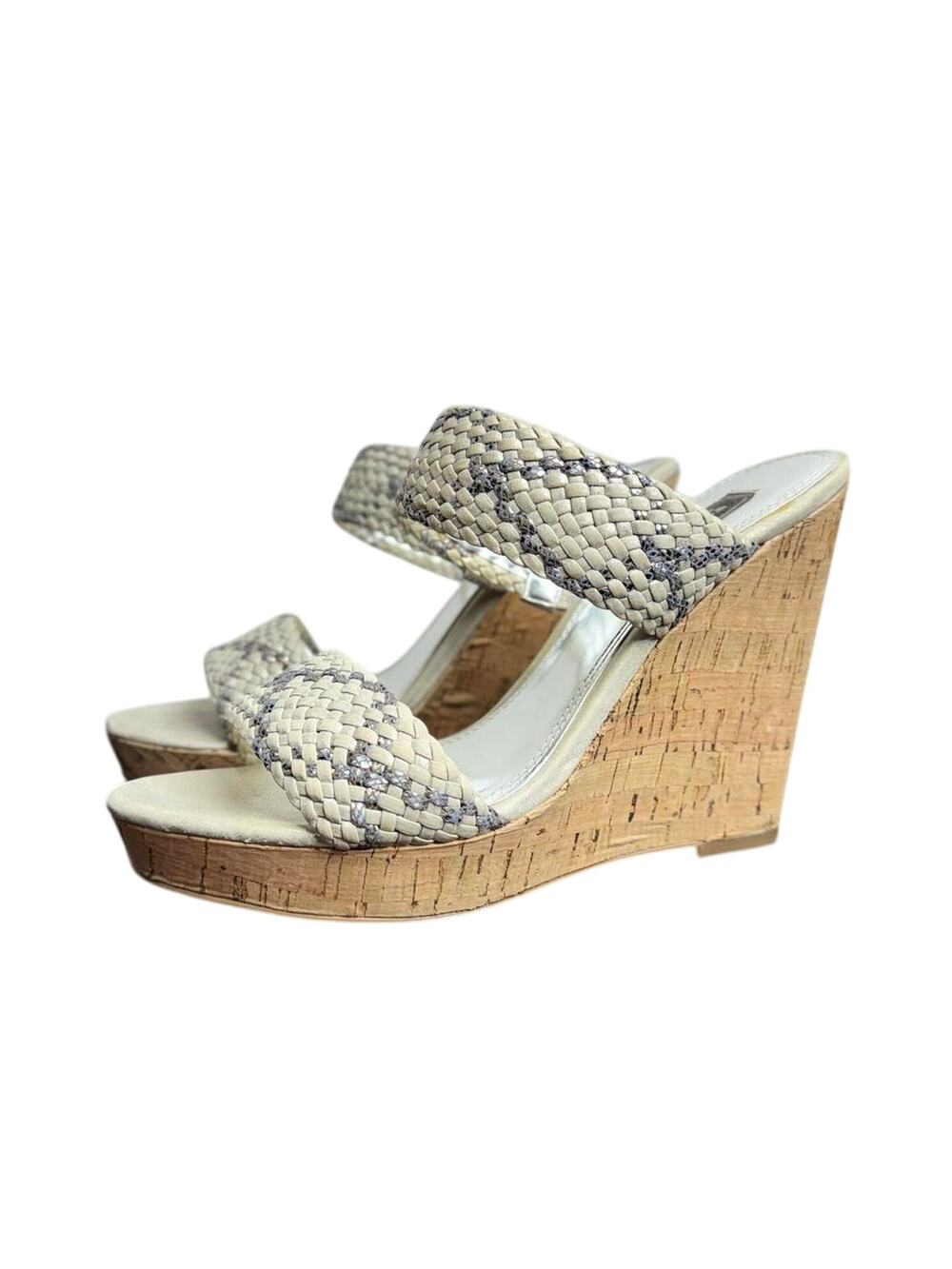 Women's Designer White House Black Market Snake Print Wedge Heels -Size 7M - EUC